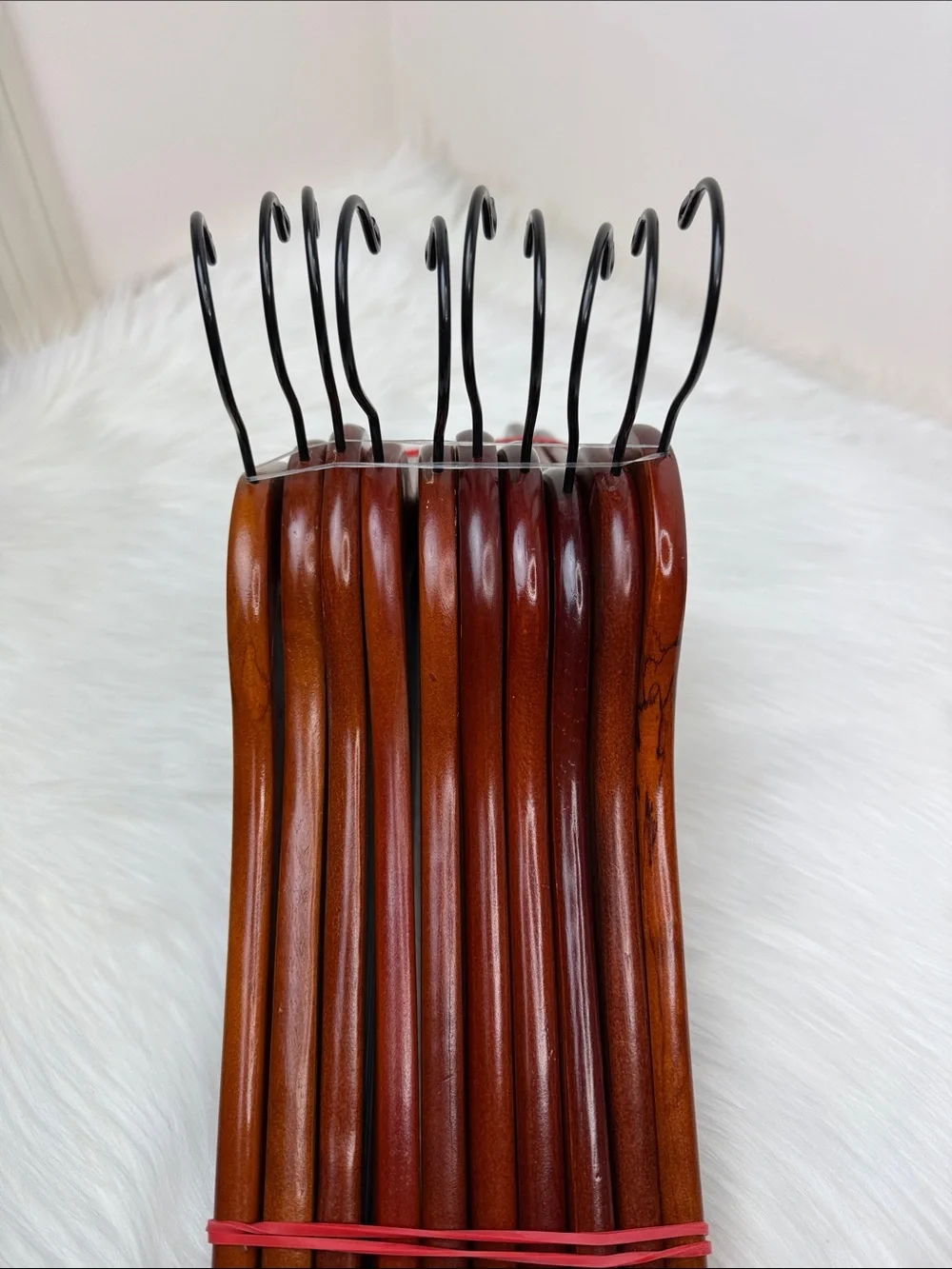 Brookstone Premium Wooden Suit Hangers in Mahogany  - Set of 10